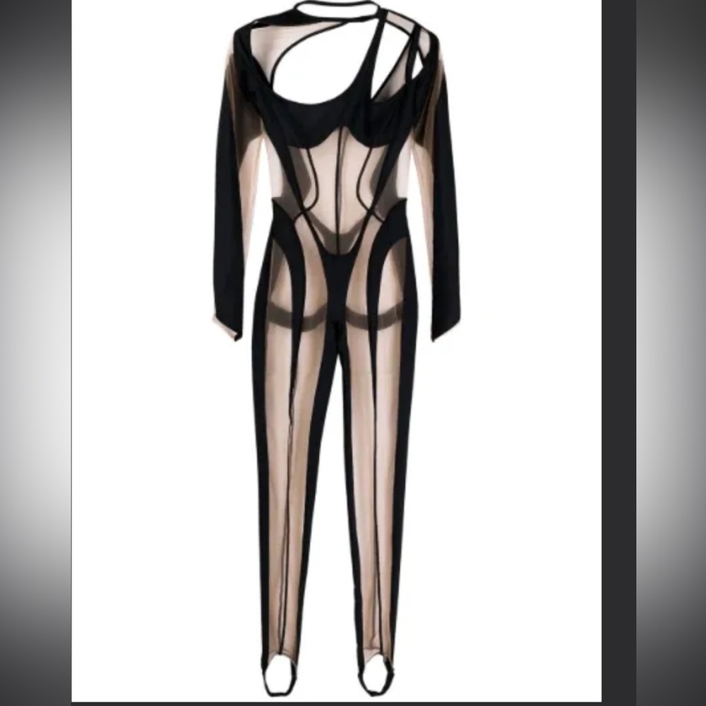 Mugler Black and Nude Bodysuit